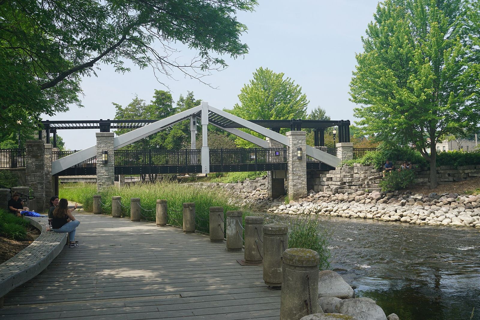 The Fox River and River Walk in Waukesha, Wisconsin (United States)., Waukesha, WI